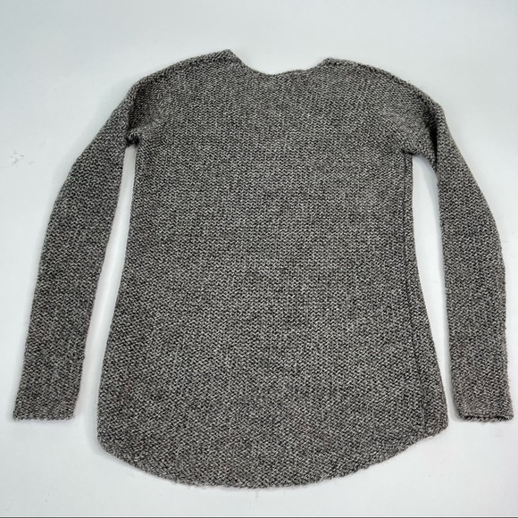 Helmut LANG Smokey Grey Wool & Alpaca Blend Asymmetrical Long Sleeve Sweater Top - Picture 4 of 12